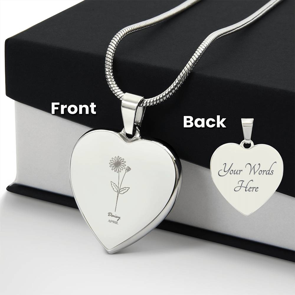 Birthflower Necklace, Birthday Flower Necklace, Floral Necklace, Engraved Birthflower Necklace Gift