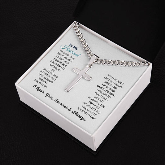 Relidious Gift, Engraving Cross Necklace, Gift For Husband