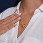 Gift For Daughter, Yellow and White Gold Pendant Necklace, Black Font