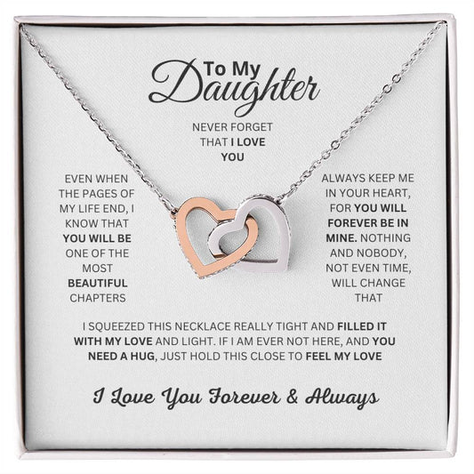 Gift For Daughter, Yellow and White Gold Pendant Necklace, Black Font