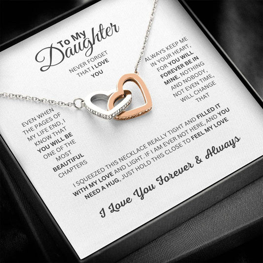 Gift For Daughter, Yellow and White Gold Pendant Necklace, Black Font