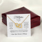 Gift For Daughter, Yellow and White Gold Pendant Necklace, Black Font