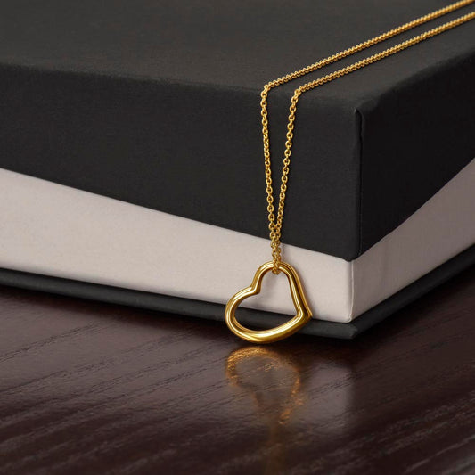 Gold Heart Pendat Necklace, 18 K Gold over 925 Sterling Silver