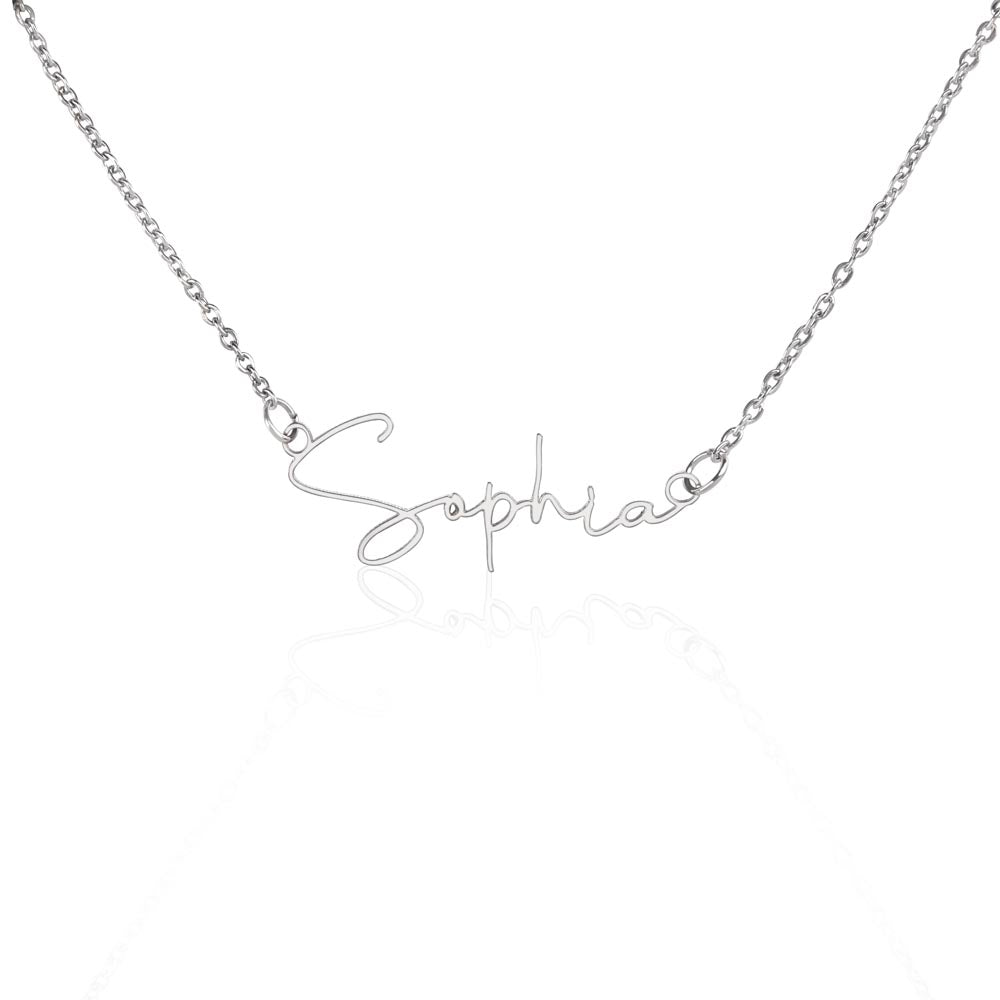Signature Name Necklace, Stainless steel or Yellow Gold Finish, Women's Necklace