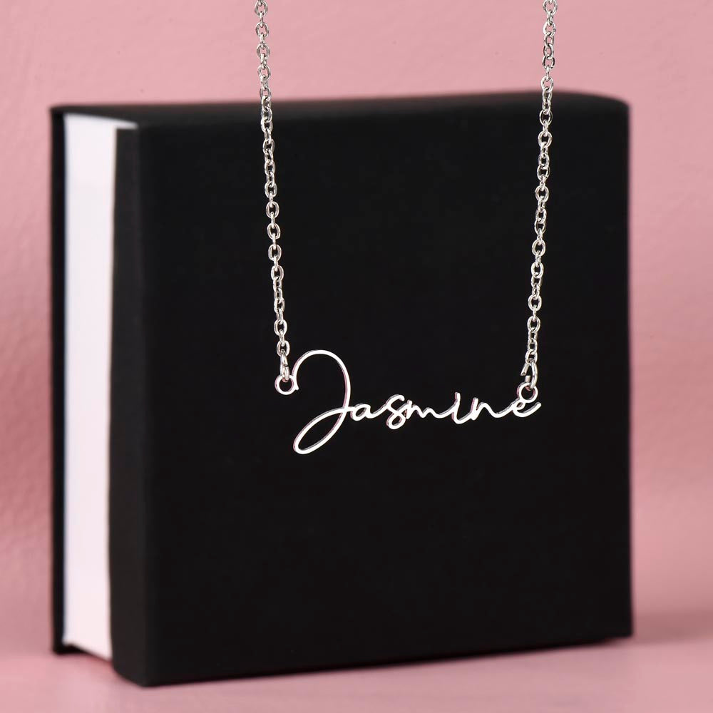 Signature Name Necklace, Stainless steel or Yellow Gold Finish, Women's Necklace