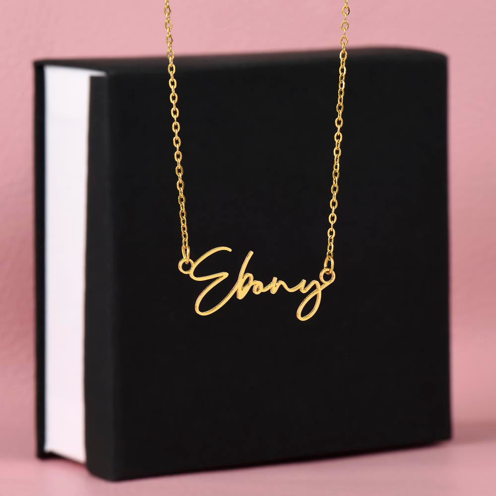 Signature Name Necklace, Stainless steel or Yellow Gold Finish, Women's Necklace