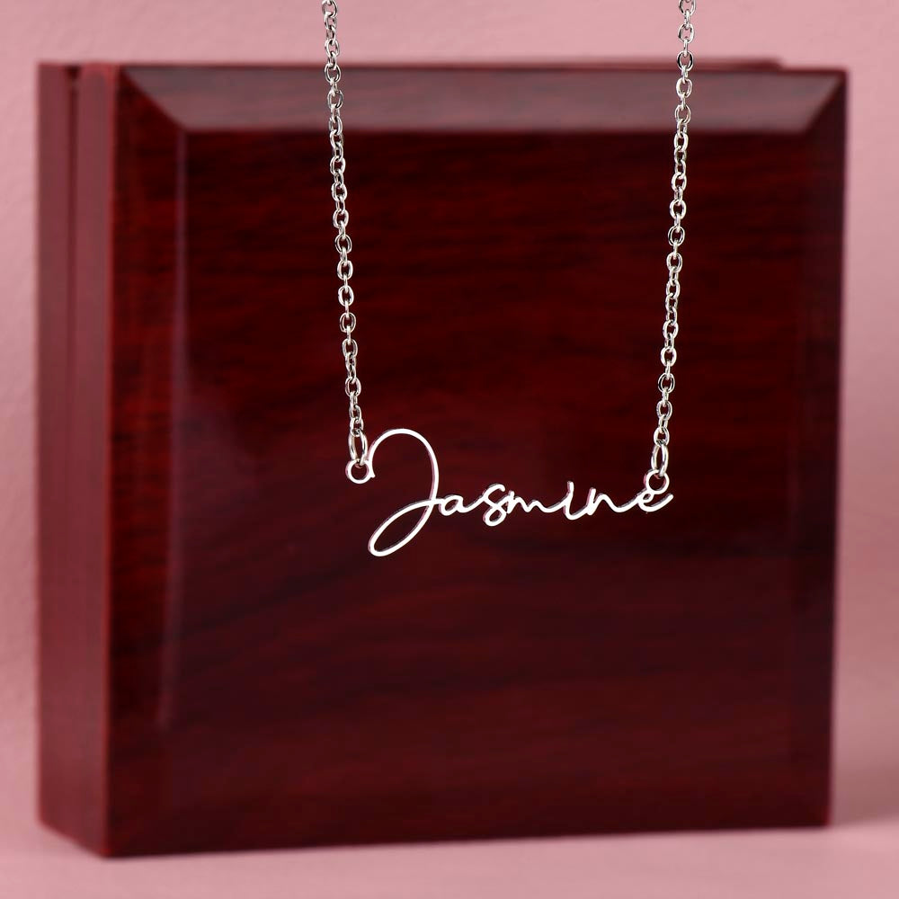 Signature Name Necklace, Stainless steel or Yellow Gold Finish, Women's Necklace