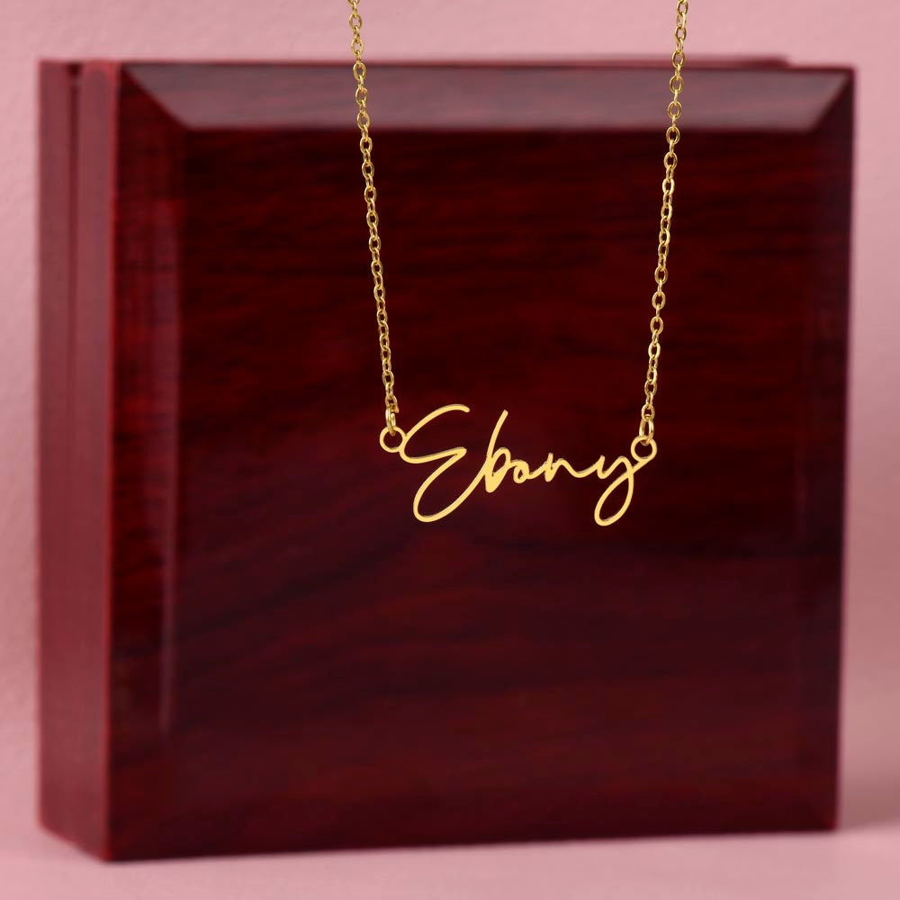 Signature Name Necklace, Stainless steel or Yellow Gold Finish, Women's Necklace