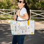 Summer Tote Bag with Cream Rope Handle, Beach Vibes