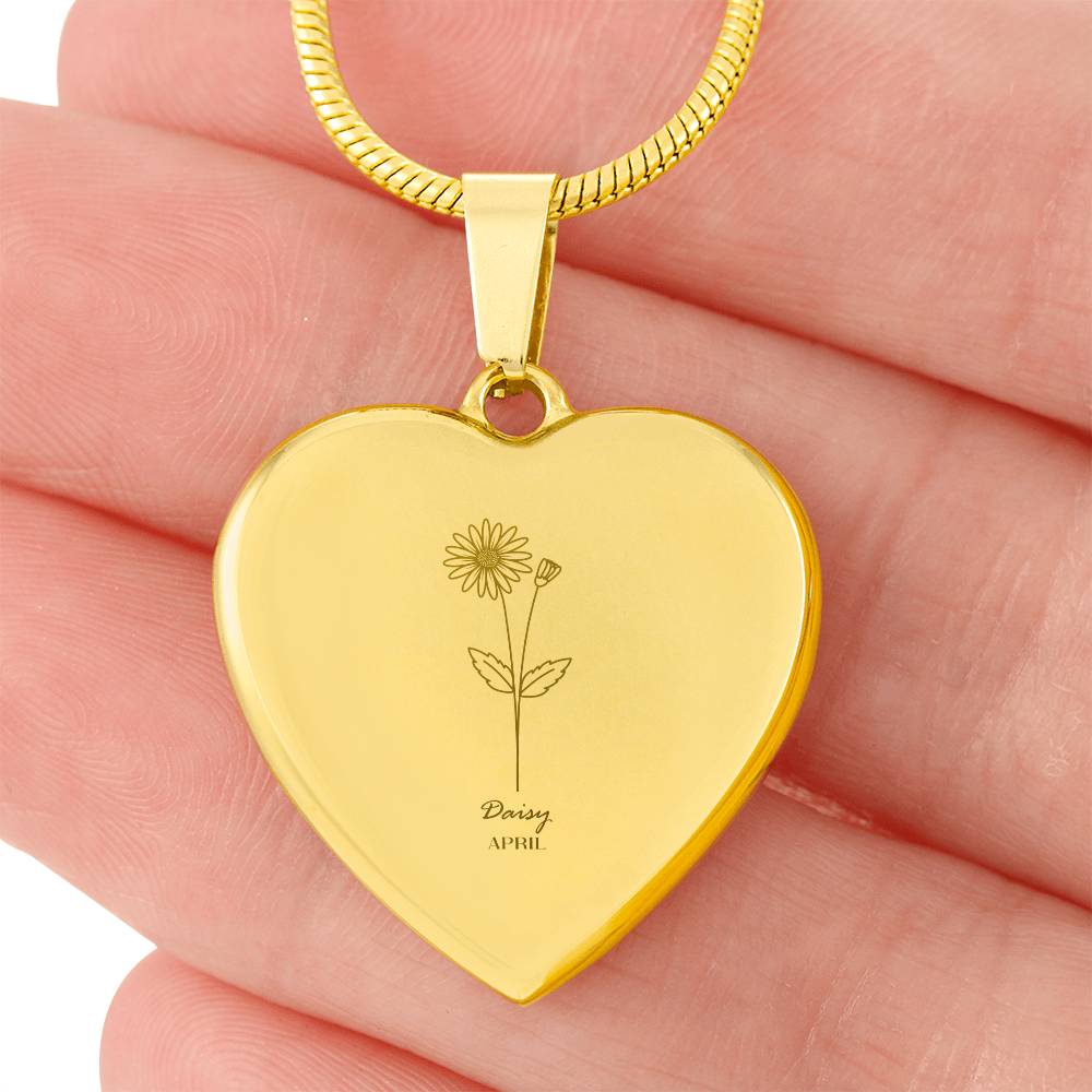 Birthflower Necklace, Birthday Flower Necklace, Floral Necklace, Engraved Birthflower Necklace Gift