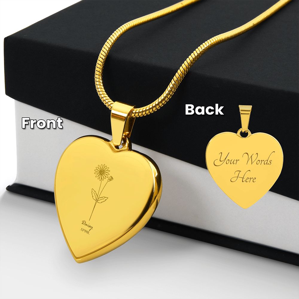 Birthflower Necklace, Birthday Flower Necklace, Floral Necklace, Engraved Birthflower Necklace Gift