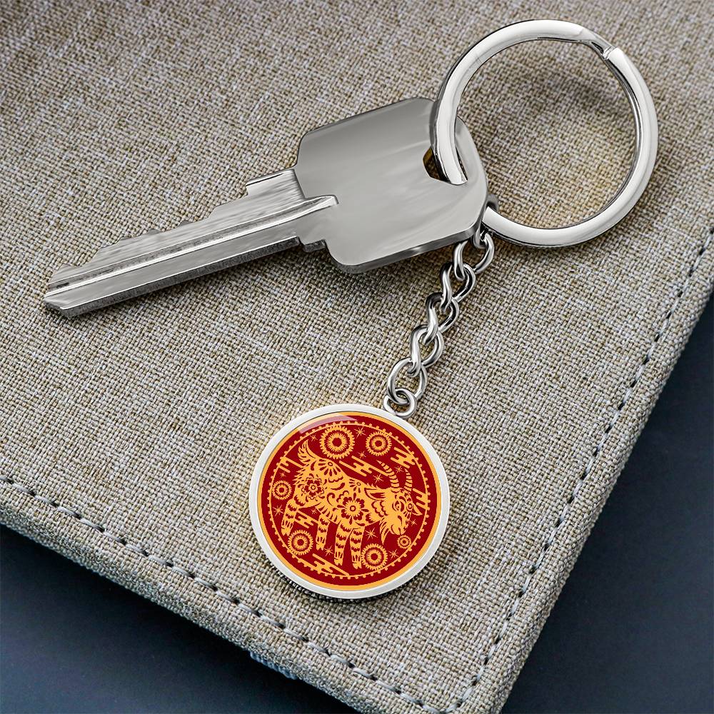 Goat Keychain Year of Goat Chinese Zodiac Keychain For Men Women