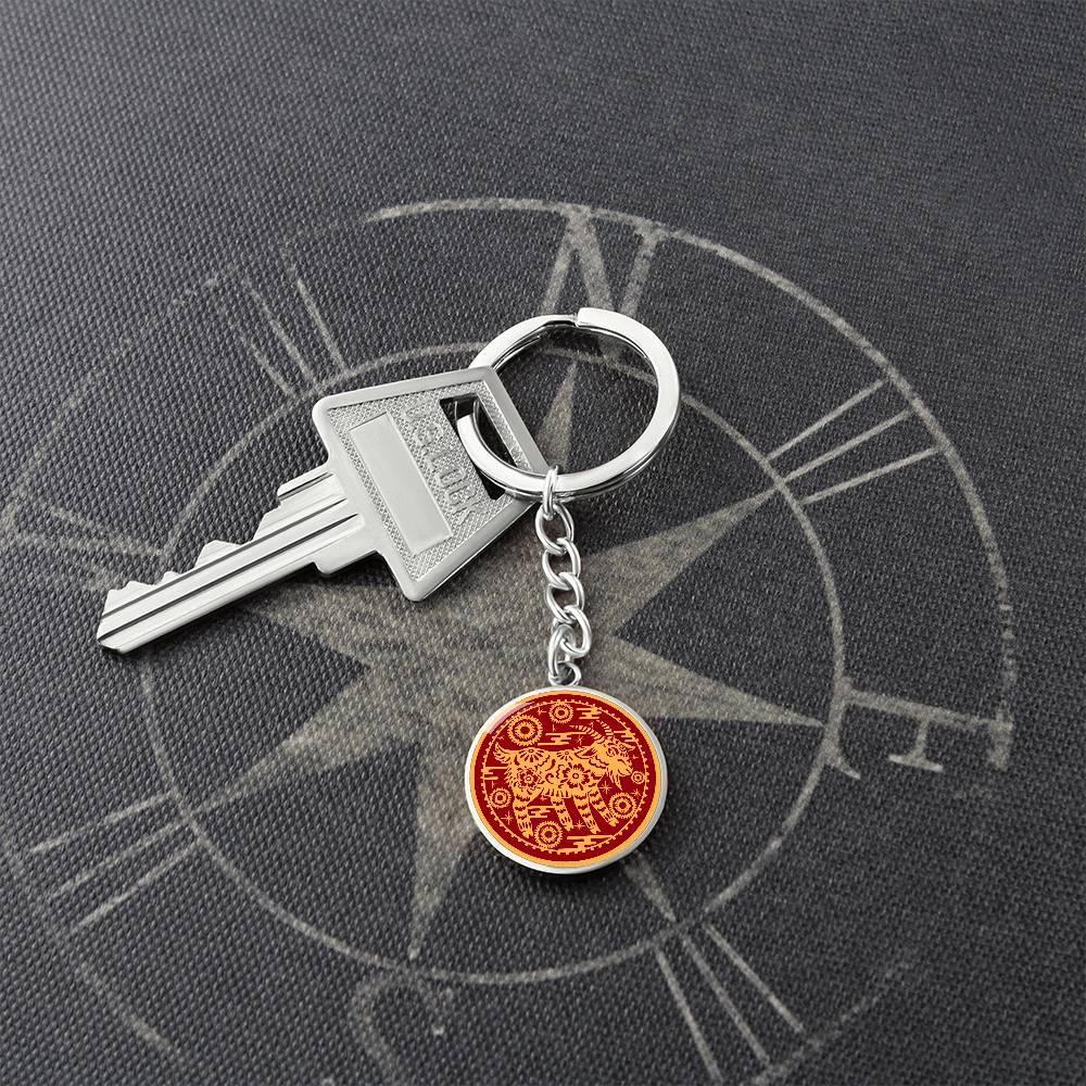 Goat Keychain Year of Goat Chinese Zodiac Keychain For Men Women