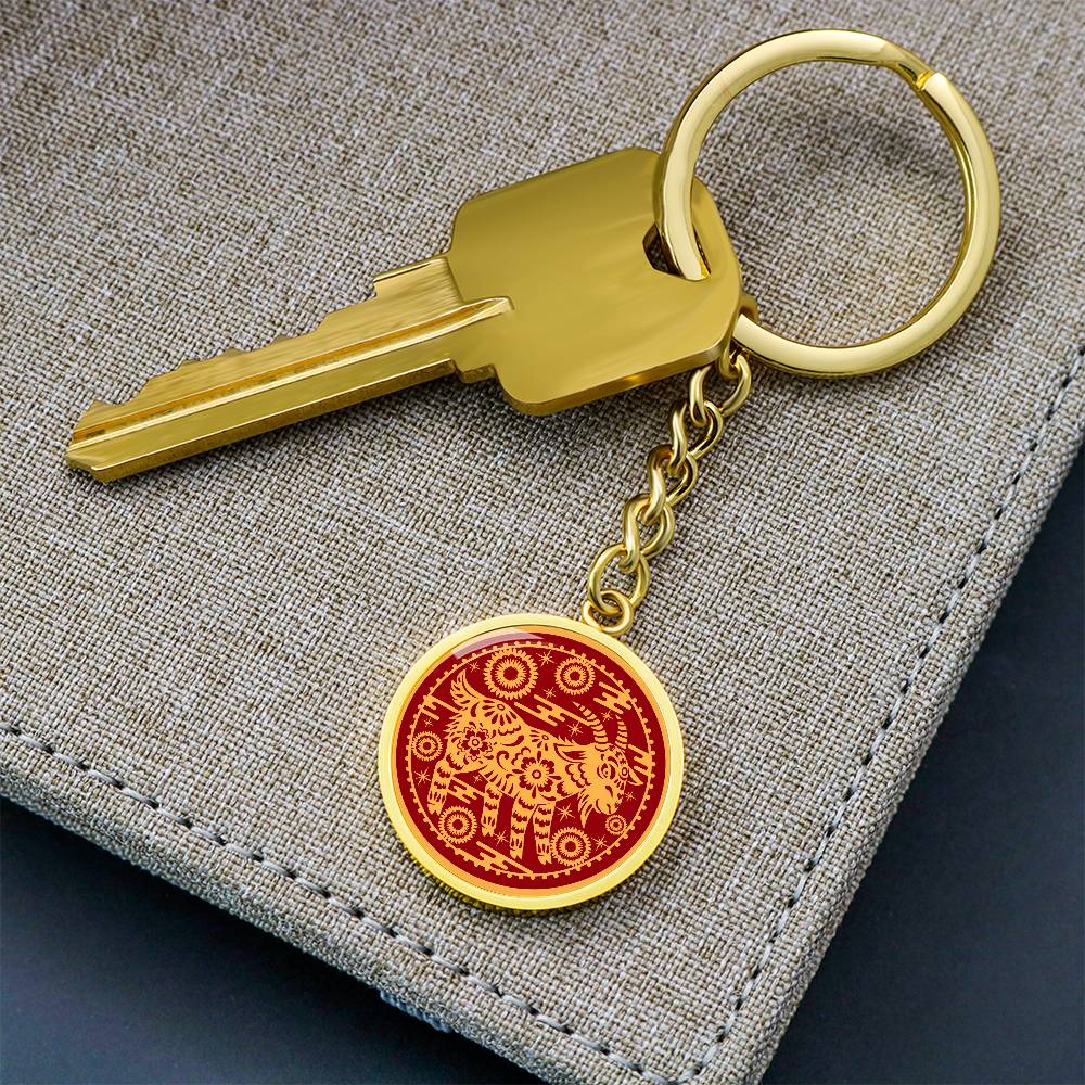 Goat Keychain Year of Goat Chinese Zodiac Keychain For Men Women