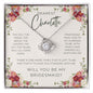 Bridesmaids Gift, White Gold Finish Necklace, with Proposal Message Card, Gift for Bridesmaids