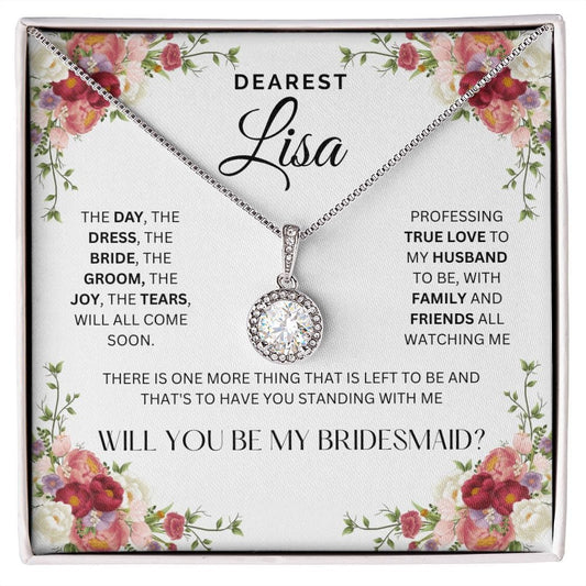 Bridesmaids Gift, Personalized Gift For Wedding, Stud CZ White Gold Finish, Proposal Gift For Bridesmaid