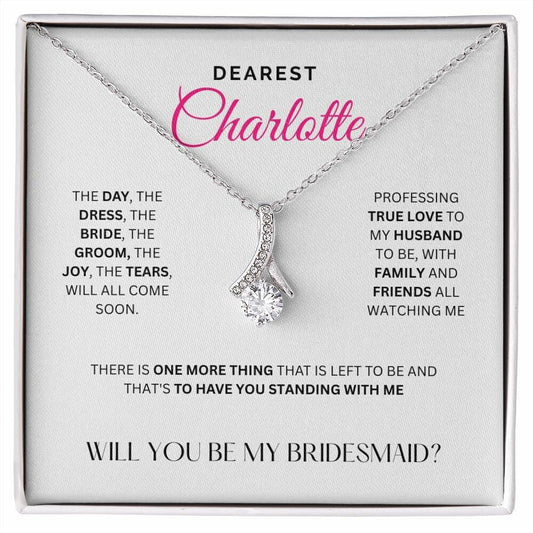 Bridesmaid Gift, Maid Of Honor, Alluring Beauty Crystal Pendant Necklace, Proposal Gift For Bridesmaid