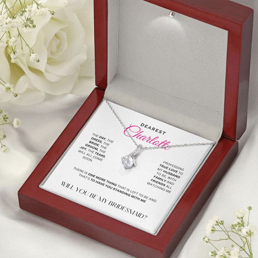 Bridesmaid Gift, Maid Of Honor, Alluring Beauty Crystal Pendant Necklace, Proposal Gift For Bridesmaid