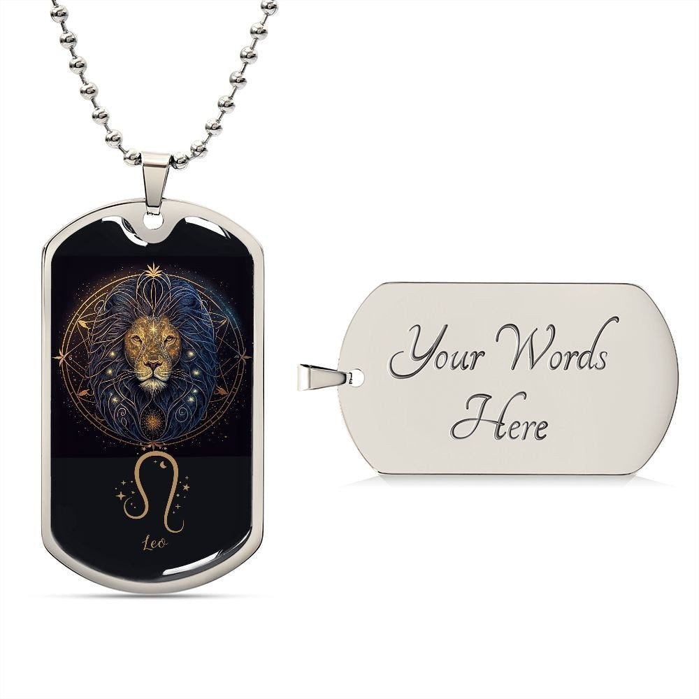Leo Zodiac Gift, Gift for Leo Dog Tag Necklace, Birthday Gift For Leo
