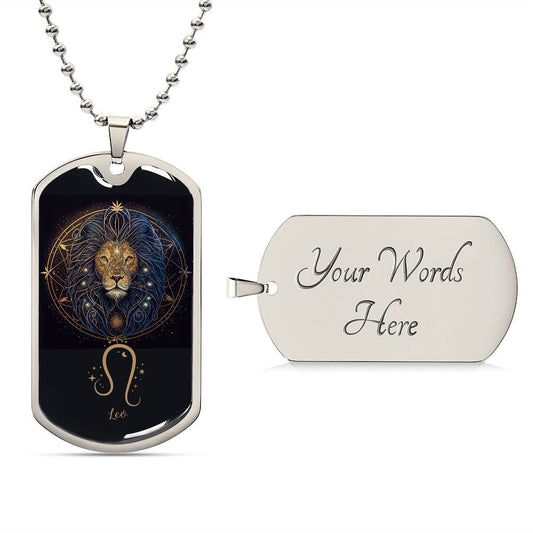 Leo Zodiac Gift, Gift for Leo Dog Tag Necklace, Birthday Gift For Leo
