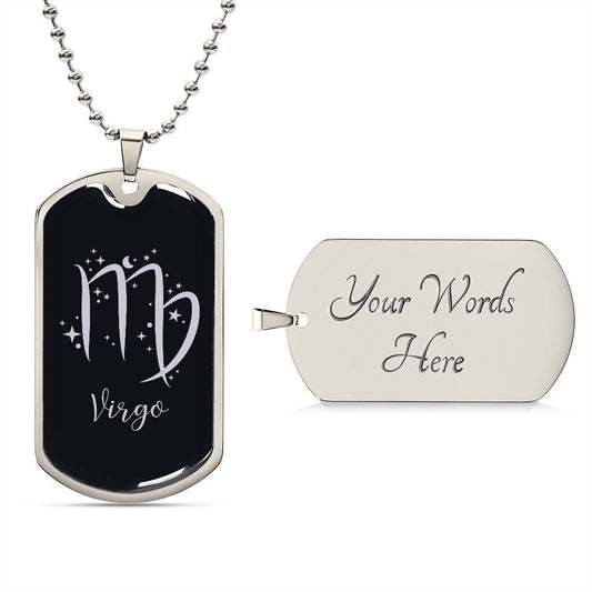 Virgo Zodiac Gift For Men, Dog Tag Necklace, Birthday Gift For Men