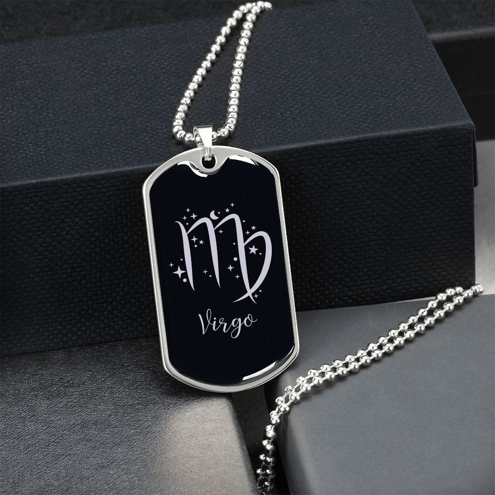 Virgo Zodiac Gift For Men, Dog Tag Necklace, Birthday Gift For Men