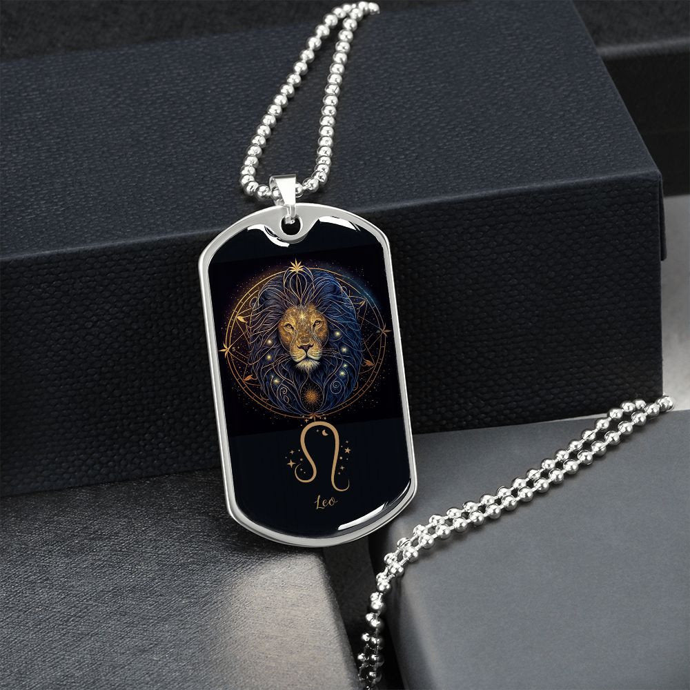 Leo Zodiac Gift, Gift for Leo Dog Tag Necklace, Birthday Gift For Leo