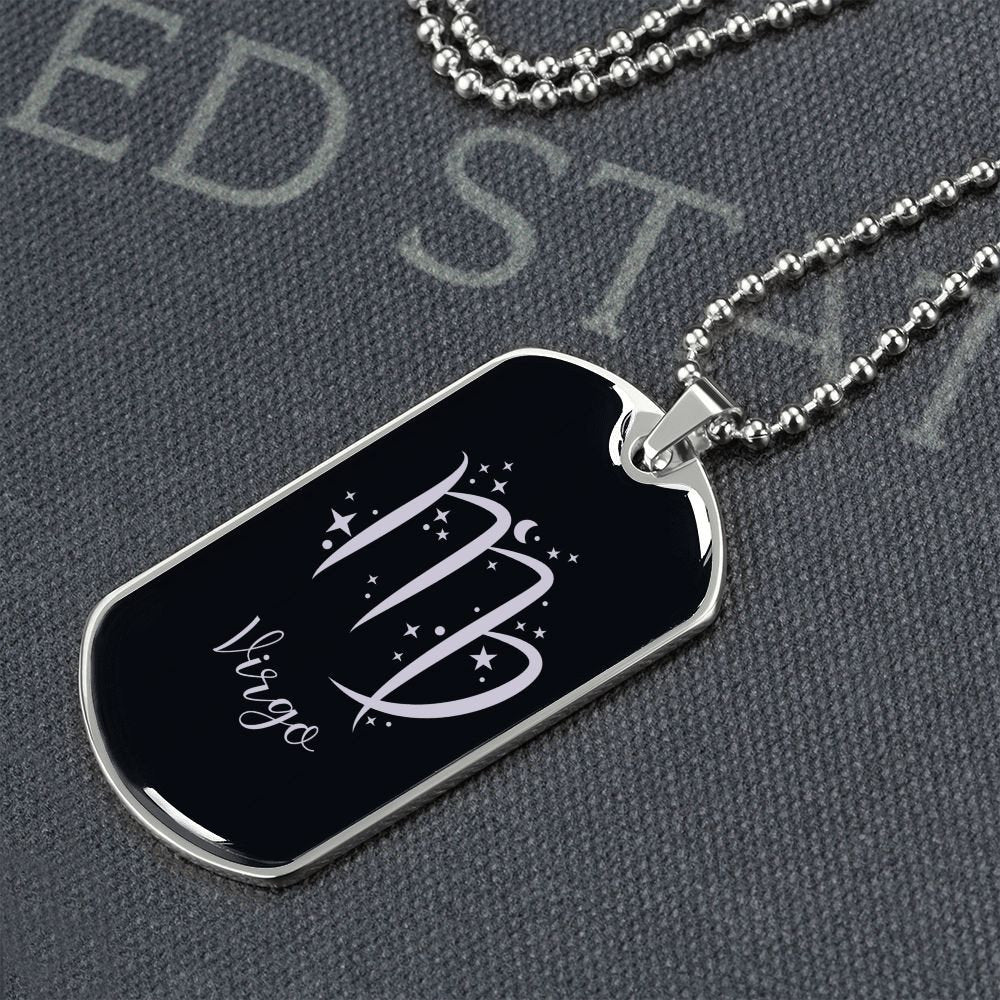 Virgo Zodiac Gift For Men, Dog Tag Necklace, Birthday Gift For Men