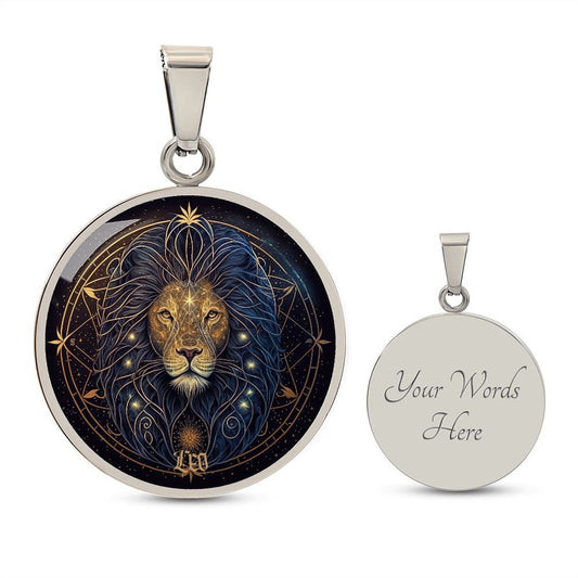 Leo Zodiac Sign Necklace, Circle Pendant Design, Birthday Gift For Her