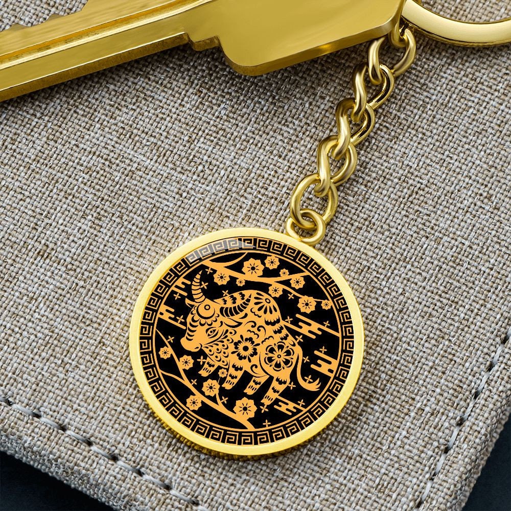 Year of Ox Chinese Zodiac Keychain for Men and Women