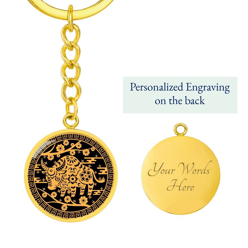 Year of Ox Chinese Zodiac Keychain for Men and Women