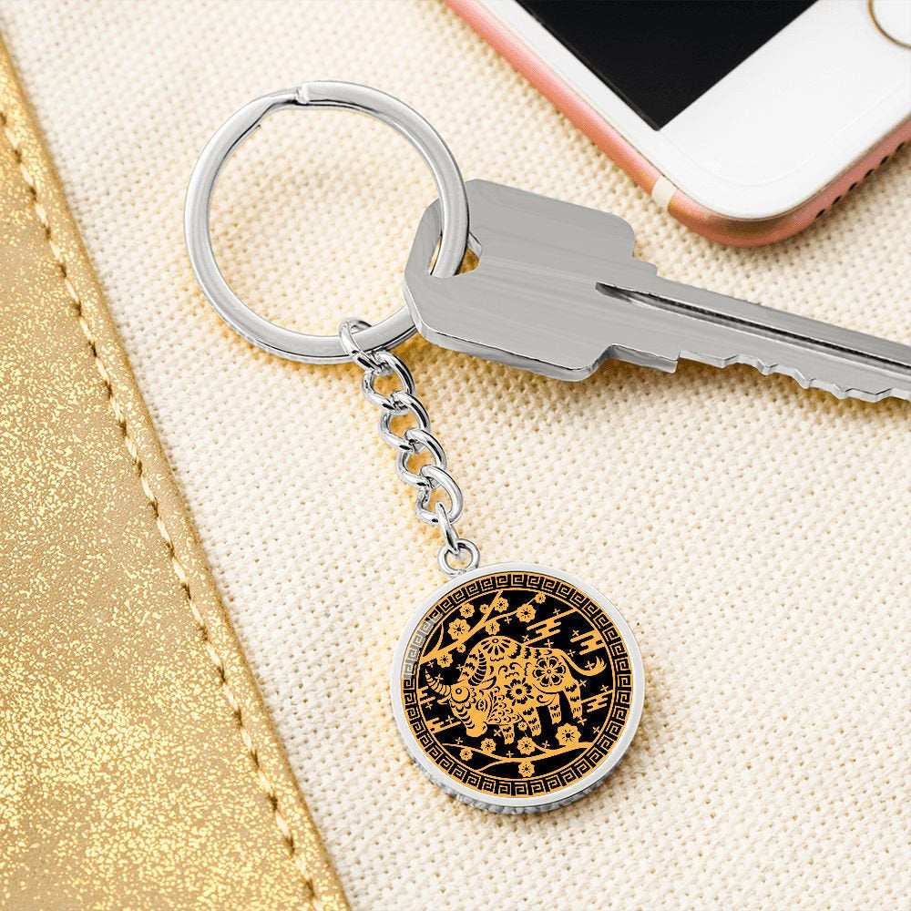Year of Ox Chinese Zodiac Keychain for Men and Women