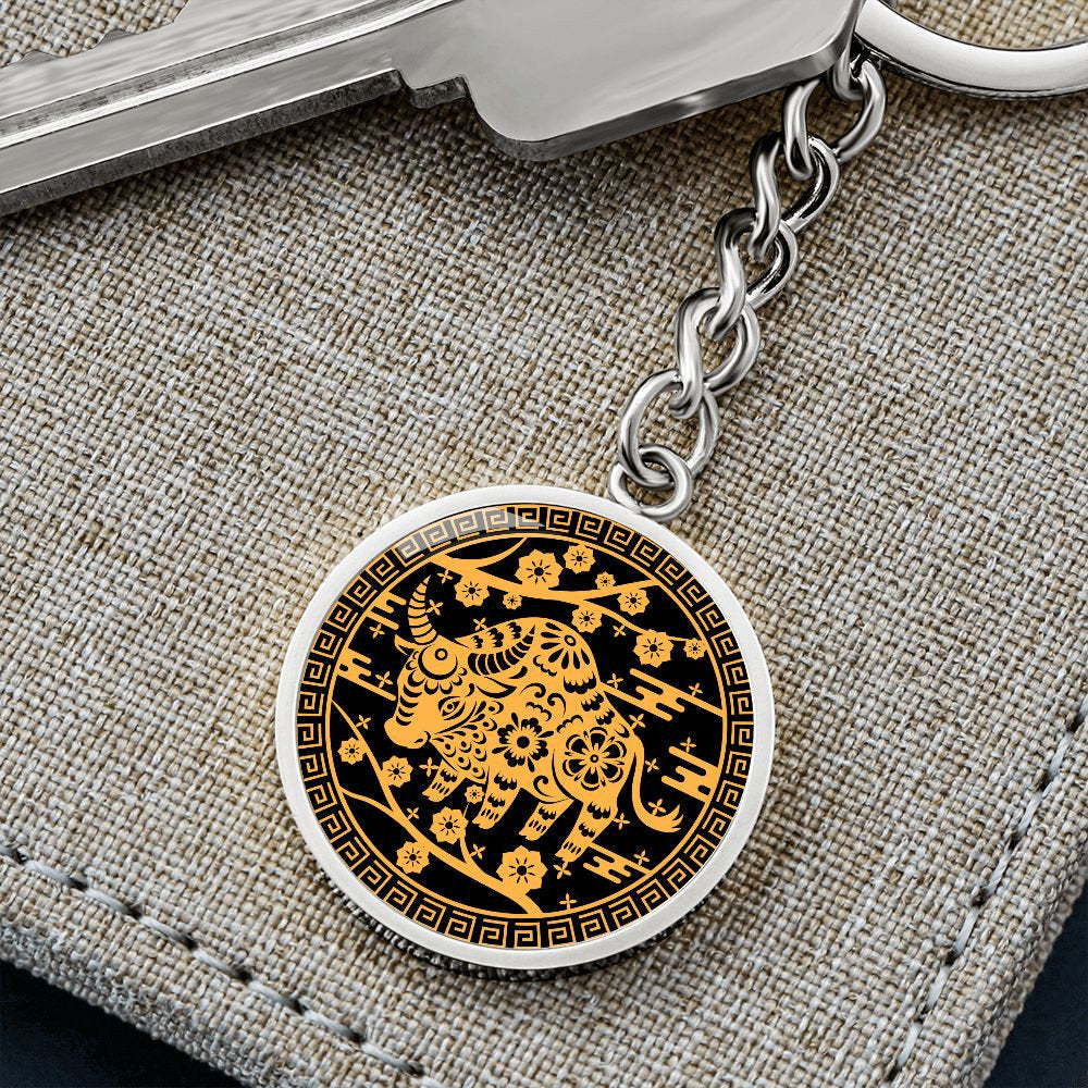 Year of Ox Chinese Zodiac Keychain for Men and Women
