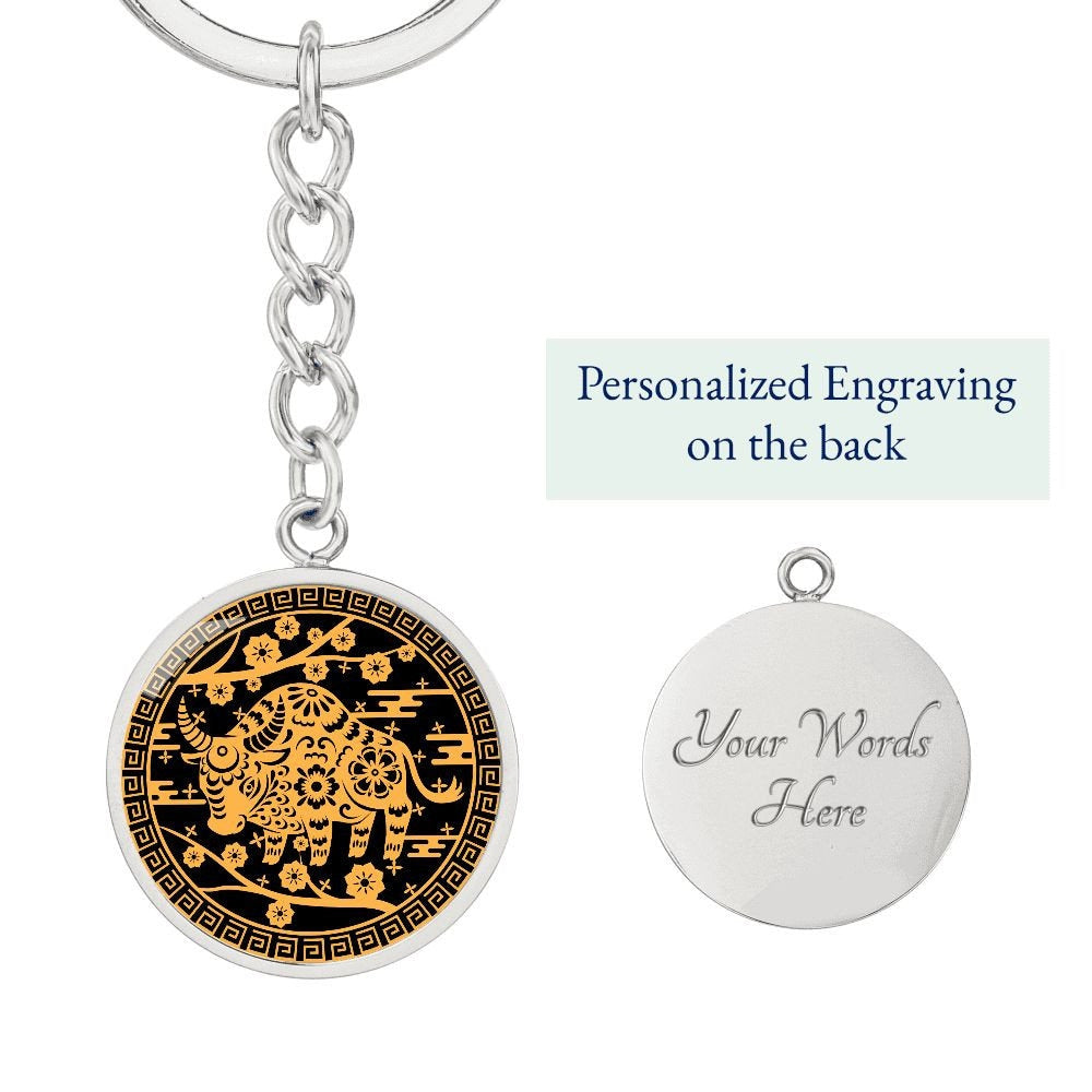 Year of Ox Chinese Zodiac Keychain for Men and Women