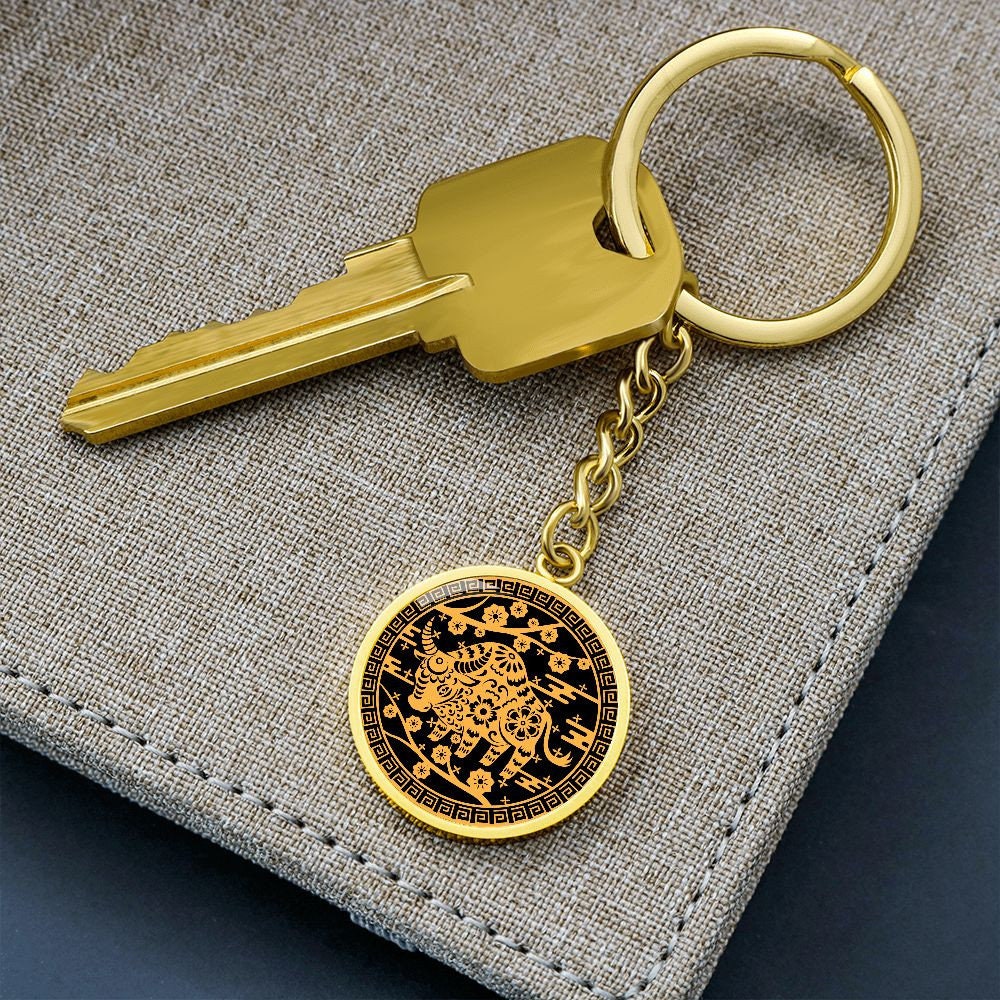 Year of Ox Chinese Zodiac Keychain for Men and Women