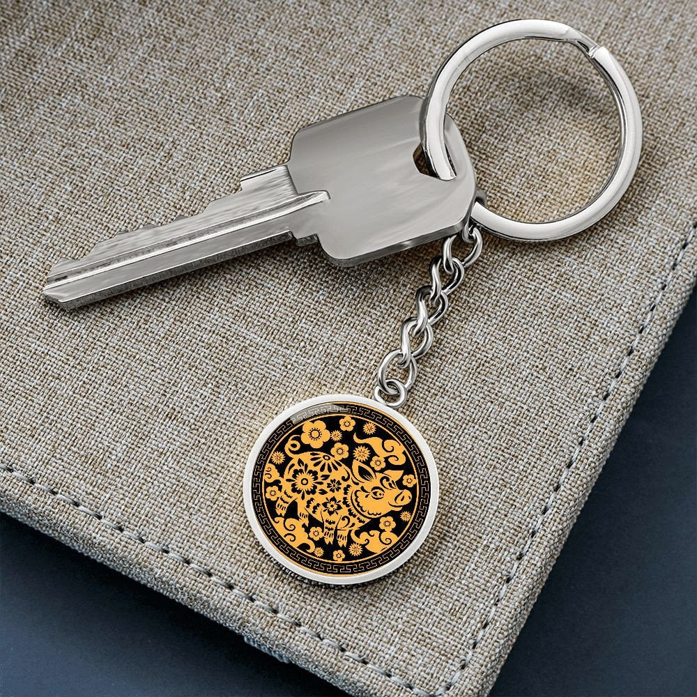 Year of Pig Chinese Zodiac Keychain Gift For Men and Women