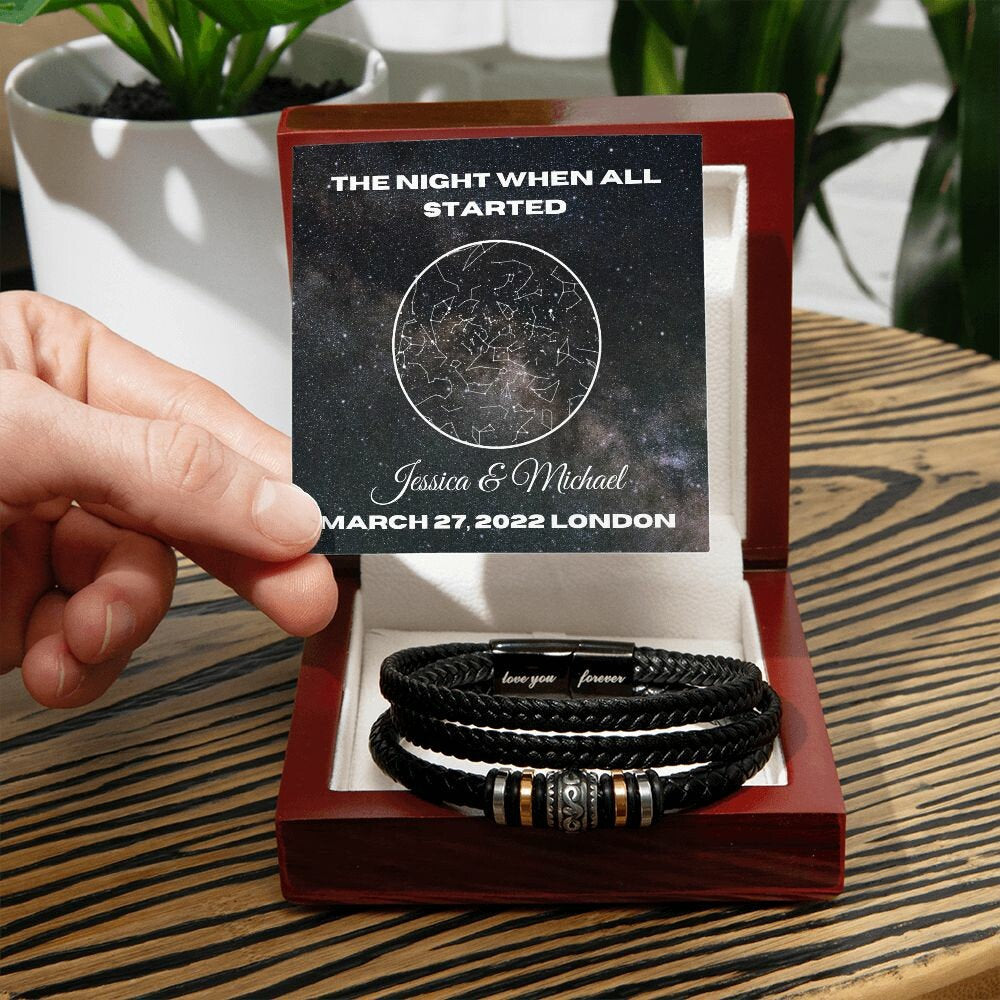 Anniversary Gift For Him, Vegan Leather Bracelet For Men, Anniversary Gift For Men