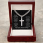Engraving Cross Necklace, Husband Gift, Stainless Steel Necklace, Men's Necklace, Gift For Men