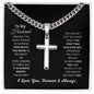 Engraving Cross Necklace, Husband Gift, Stainless Steel Necklace, Men's Necklace, Gift For Men