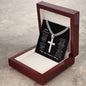 Engraving Cross Necklace, Husband Gift, Stainless Steel Necklace, Men's Necklace, Gift For Men