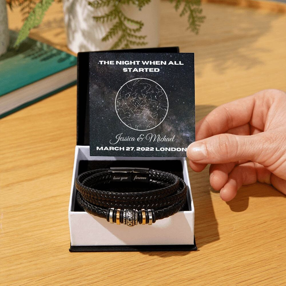 Anniversary Gift For Him, Vegan Leather Bracelet For Men, Anniversary Gift For Men