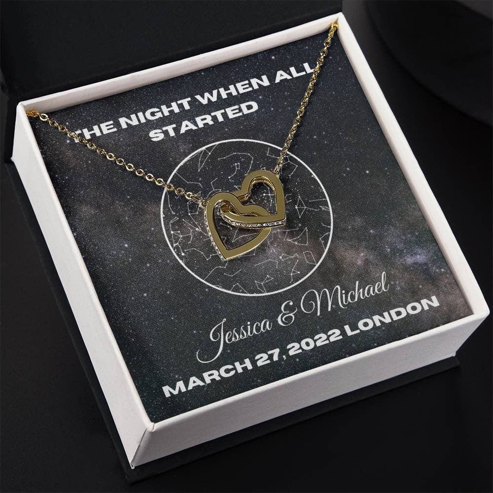 Anniversary Gift For Her, Star Map Event, Heart Necklace, Gift For Women