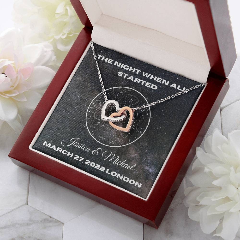 Anniversary Gift For Her, Star Map Event, Heart Necklace, Gift For Women