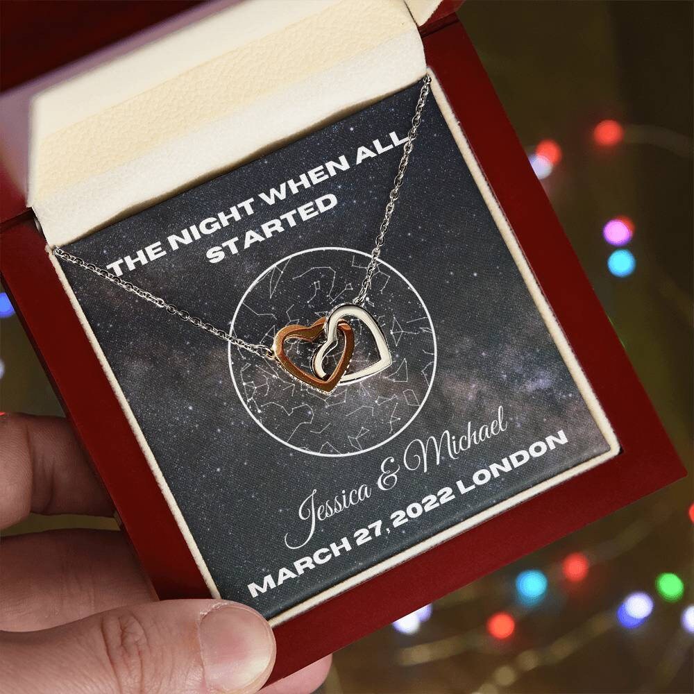 Anniversary Gift For Her, Star Map Event, Heart Necklace, Gift For Women