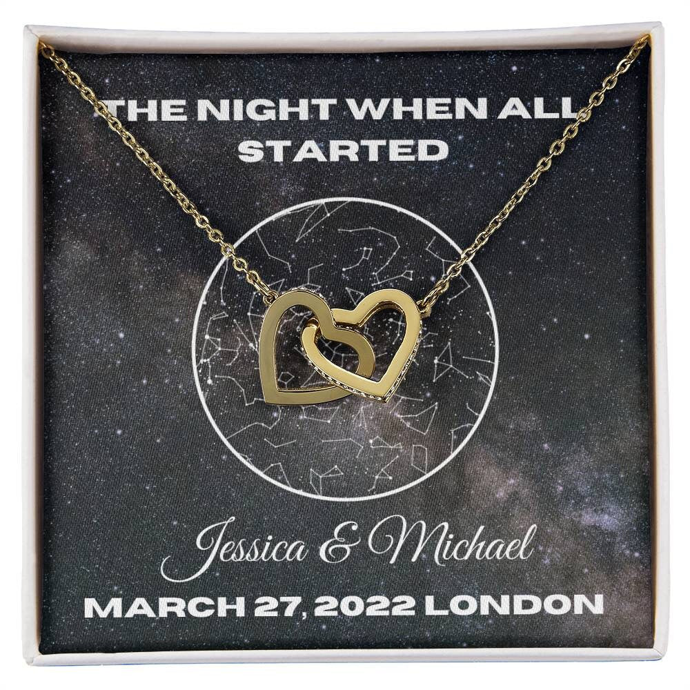 Anniversary Gift For Her, Star Map Event, Heart Necklace, Gift For Women