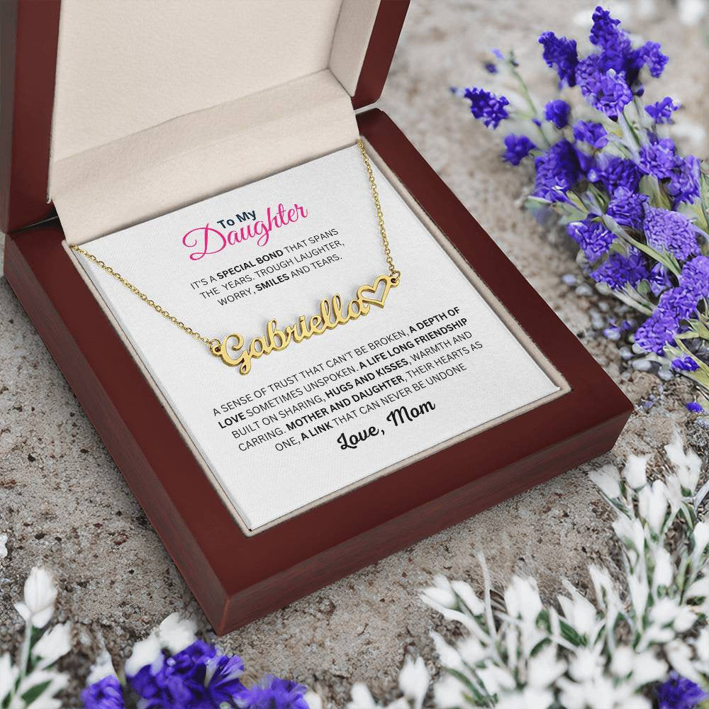 Mum/ Mom to Daughter Custom Name Necklace, Personalised Gift For Daughter, Christmas and Birthday Gift For Daughter