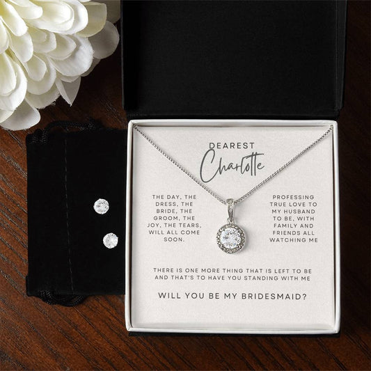 Bridesmaids Gift, Necklace and Earrigs Jewellery Set, Free Earrings