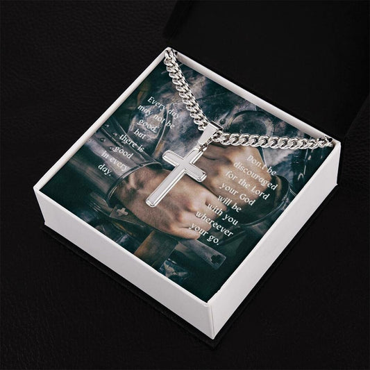 Cross Necklace For Men, Men's Engraved Necklace, Religious Gift For Men