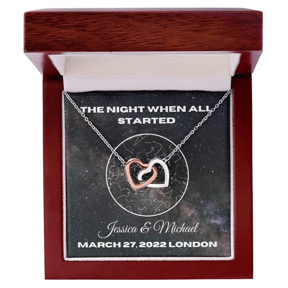Anniversary Gift For Her, Star Map Event, Heart Necklace, Gift For Women