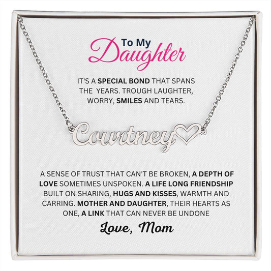 Mum/ Mom to Daughter Custom Name Necklace, Personalised Gift For Daughter, Christmas and Birthday Gift For Daughter